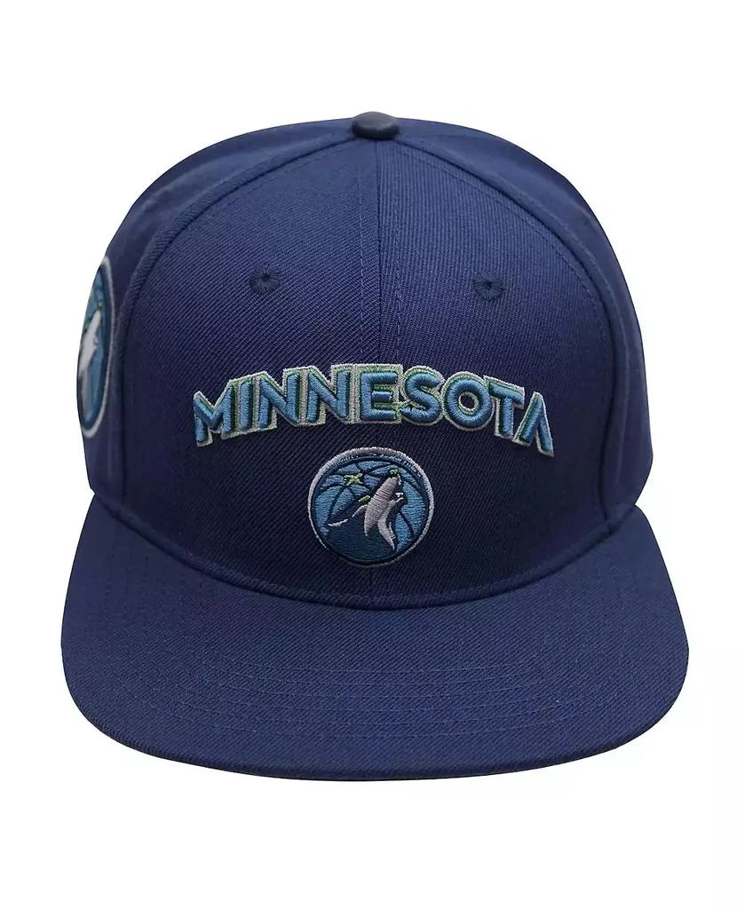 Pro Standard Men's Navy Minnesota Timberwolves Stacked Logo Wool Snapback Hat 4