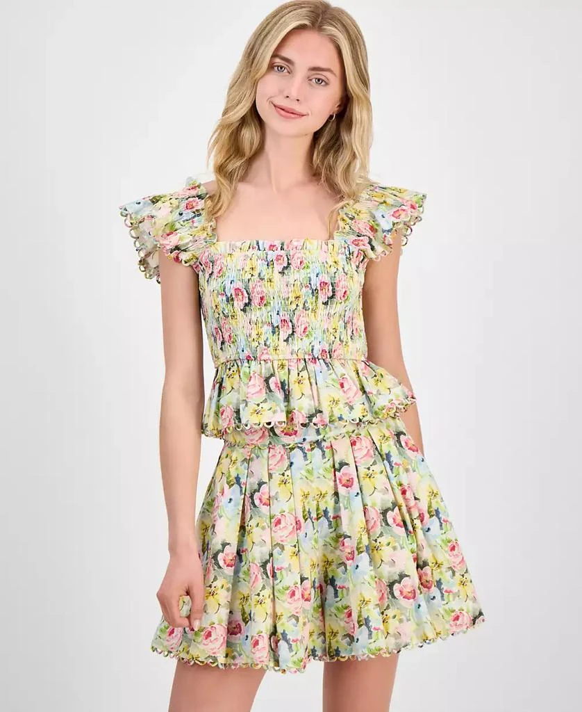 En Saison Women's Cairo Cotton Smocked Floral Top 1