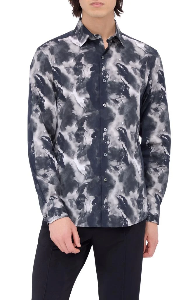 BUGATCHI Julian Shaped Fit Stretch Print Button-Up Shirt 1