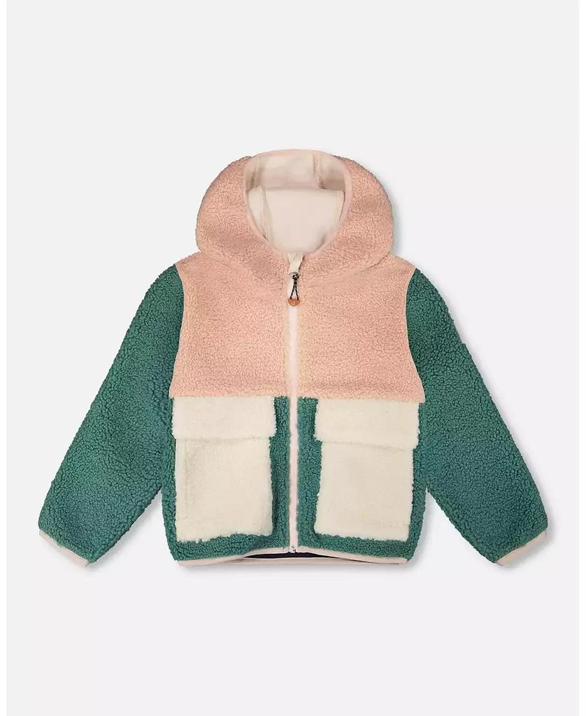 Deux par Deux Toddler Sherpa Jacket Light Pink Colorblock