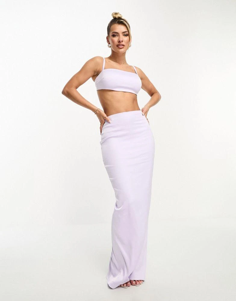 Naked Wardrobe Naked Wardrobe satin maxi skirt co-ord in lilac 3