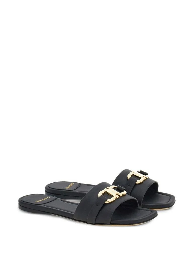 Salvatore Ferragamo Salvatore Ferragamo Gancini Leather Flat Sandals 2