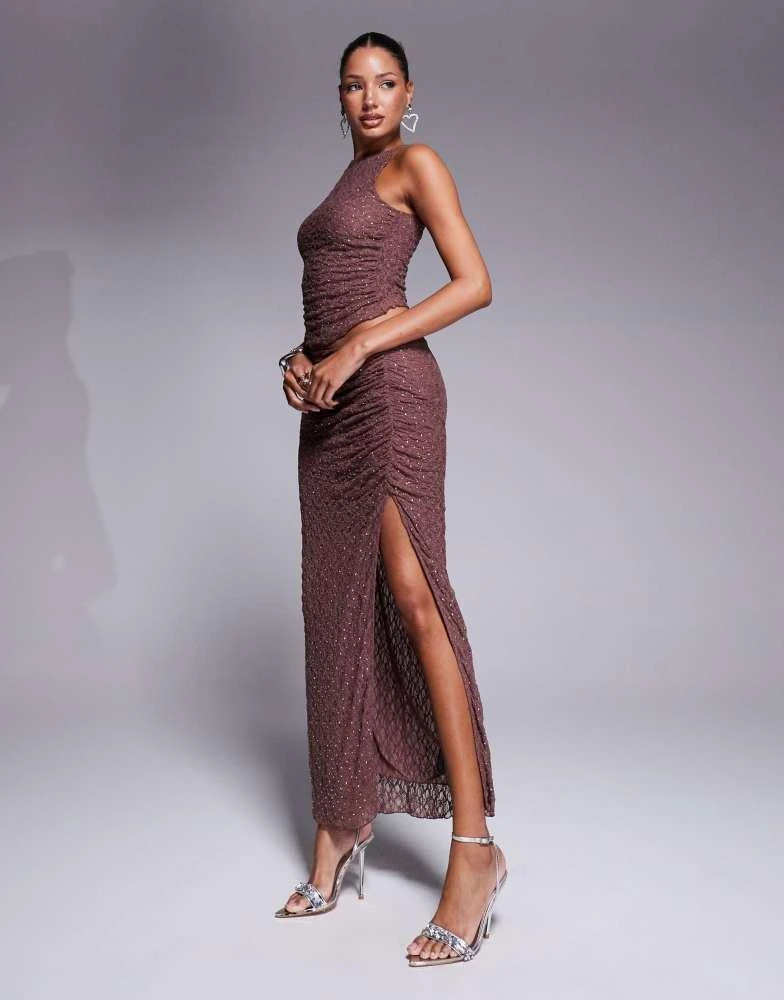 knee length dresses for ladies Edikted Women's Xandra Sheer Lace Maxi Dress - Black