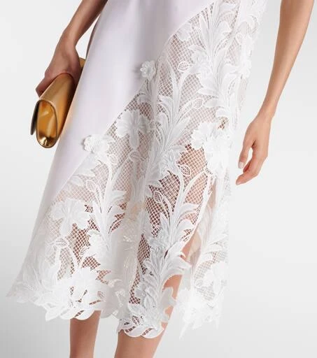 Oscar de la Renta Lace-trimmed wool-blend midi dress 6