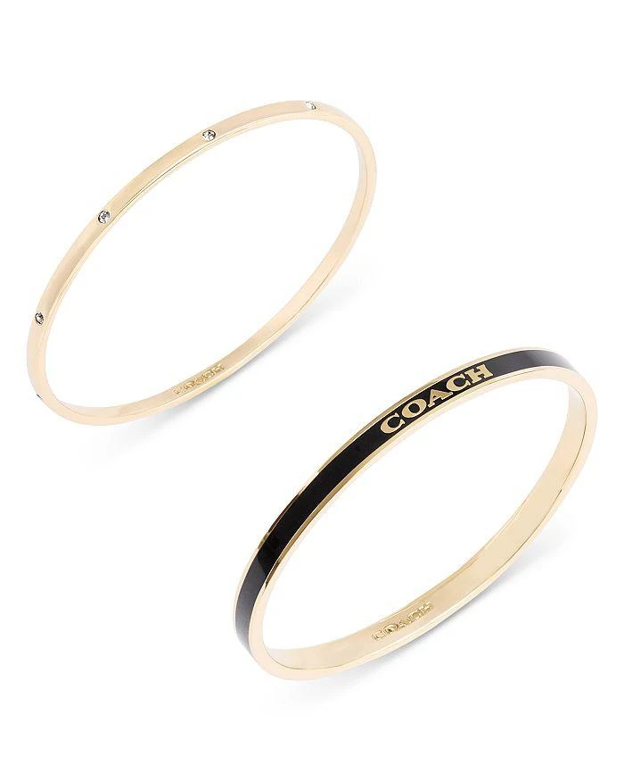 Coach Pavé & Color Inlay Logo Bangle Bracelets, Set of 2 2
