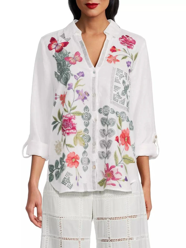 Johnny Was Dacie Embroidered Linen Shirt 3