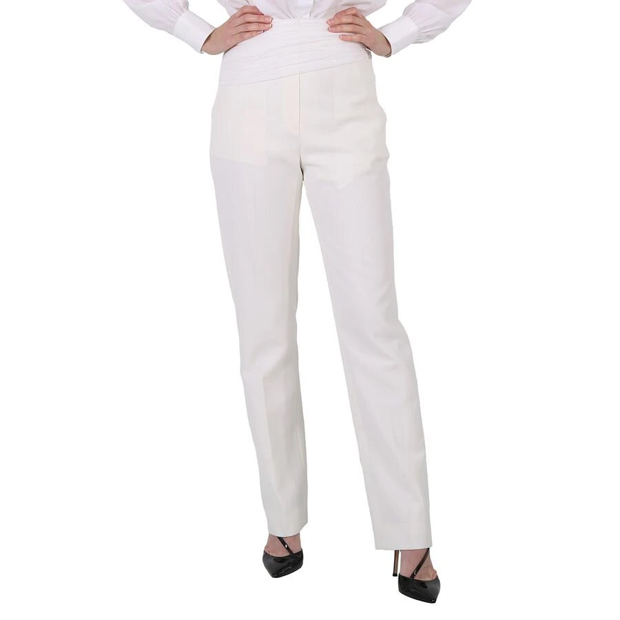 Burberry Burberry Ladies Optic White Sash Detail Technical Wool Tailored Trousers, Brand Size 12 (US Size 10)