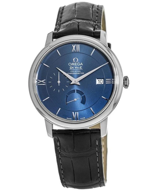 Omega Omega De Ville Prestige Co-Axial Chronograph Automatic Blue Dial Leather Strap Men's Watch 424.13.40.21.03.001 1