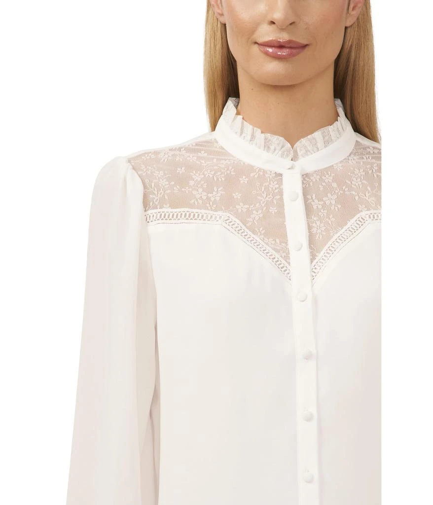 CeCe Long Sleeve Lace V-Yoke Button-Down Blouse 3