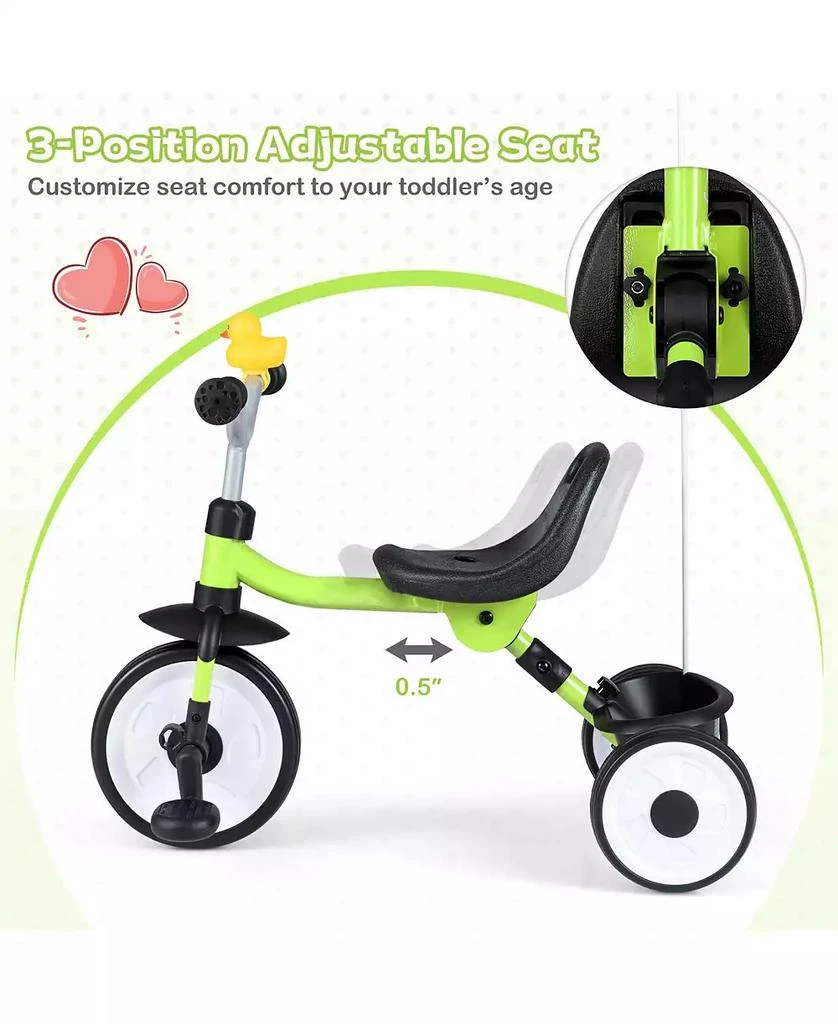 Mecale Toddler Tricycle with 3-Position Seat and Storage Basket for Kids 4