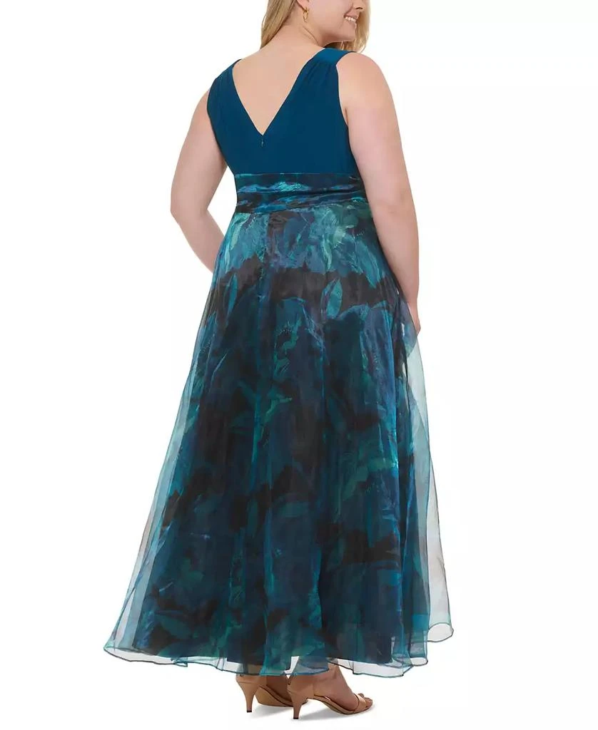 Eliza J Plus Size Bow-Front V-Neck Sleeveless Organza Gown 2