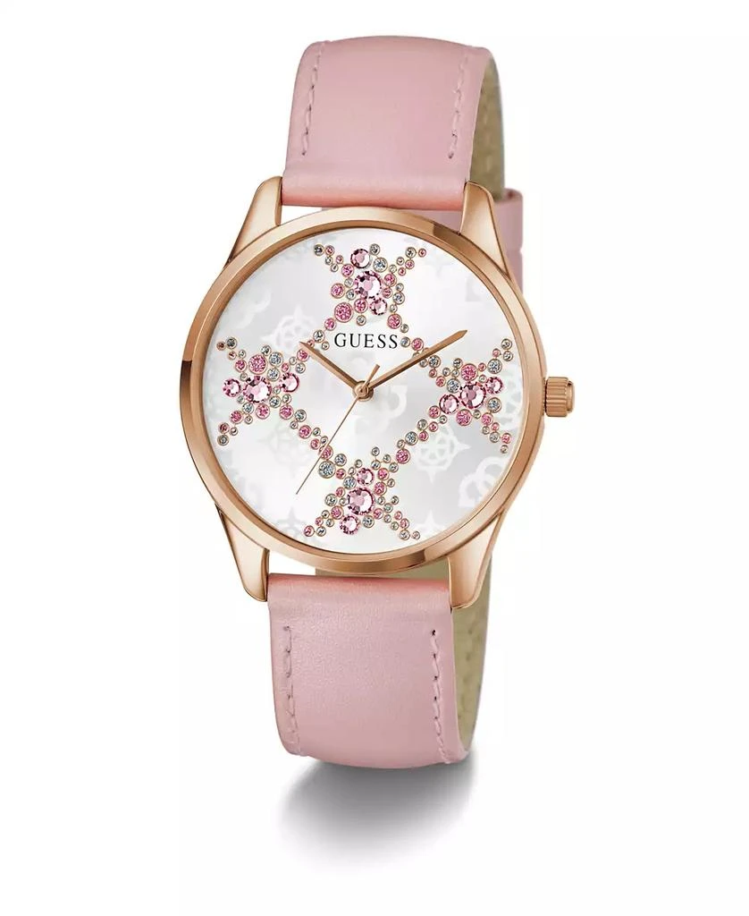 GUESS Women's Analog Pink Genuine Leather Watch, 36mm 6