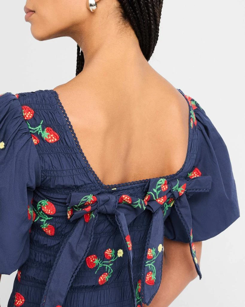 Damson Madder Lauren Strawberry Puff-Sleeve Midi Dress 5