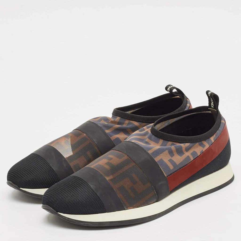 Fendi Fendi Multicolor Zucca Mesh And Leather Colibri Slip On Sneakers Size 39 2