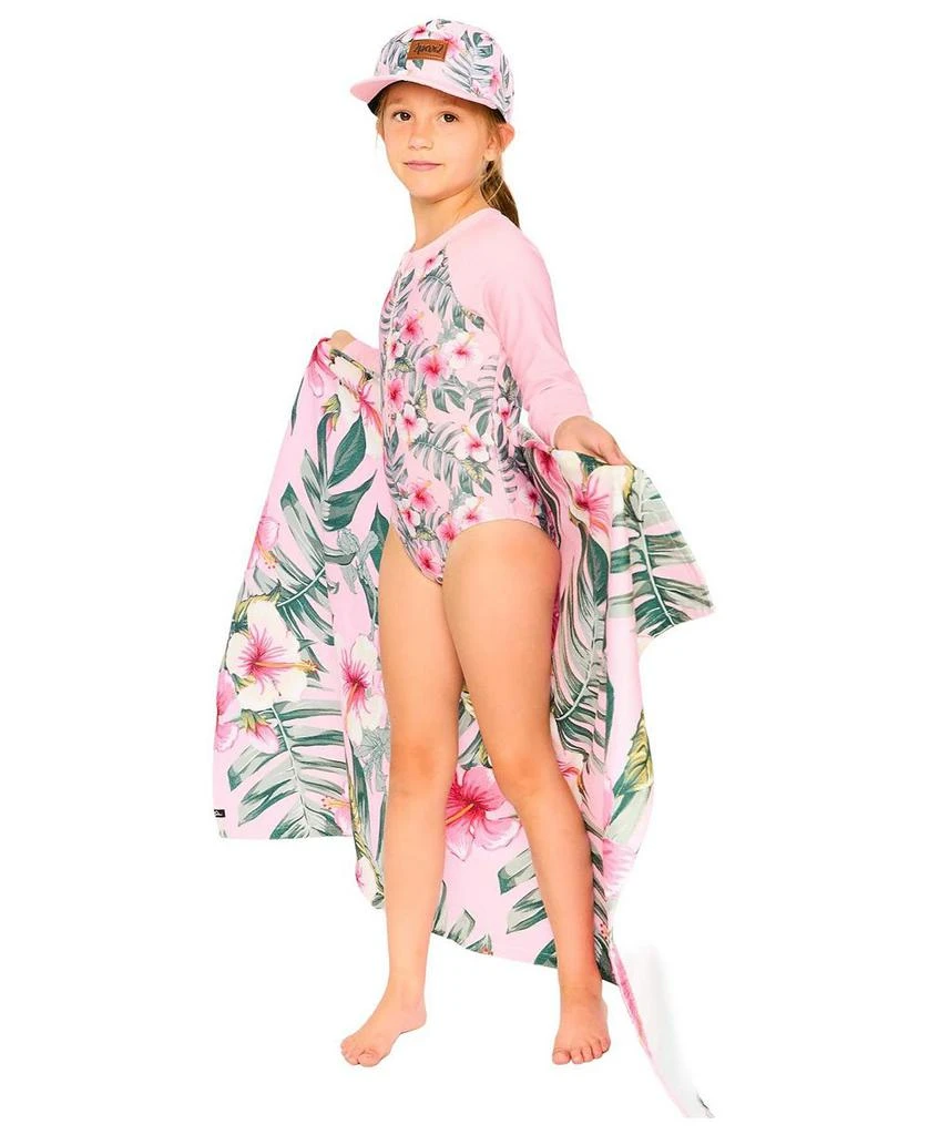Deux par Deux Girls
 One-Piece Long Sleeve Hibiscus Rashguard - Little Kid 3