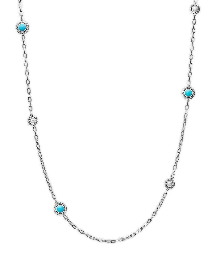 David Yurman Pearl Classics Station Chain Necklace in Sterling Silver with Turquoise, 4mm