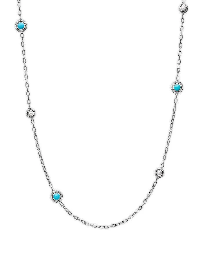 David Yurman Pearl Classics Station Chain Necklace in Sterling Silver with Turquoise, 4mm 1