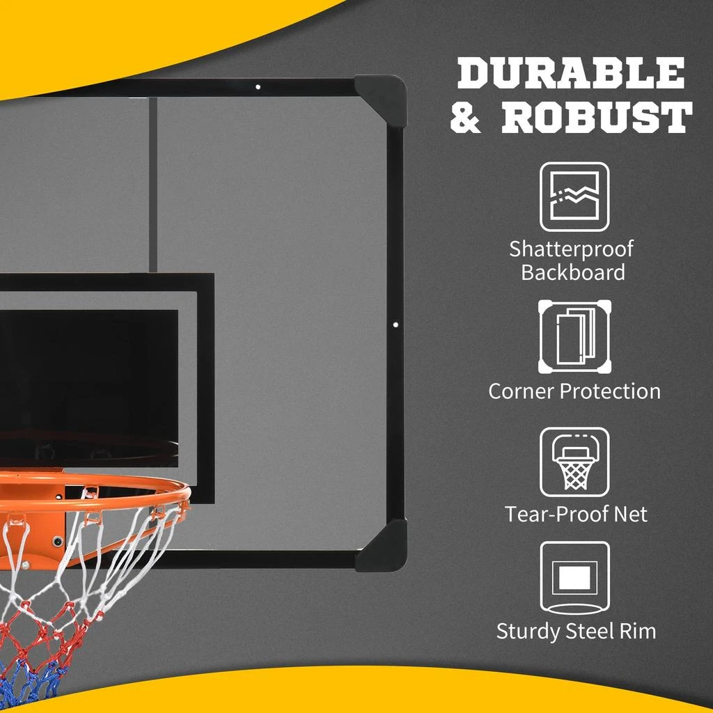 Streamdale Furniture Streamdale Wall Mounted Basketball Hoop with 45" x 29" Shatter Proof Backboard 4