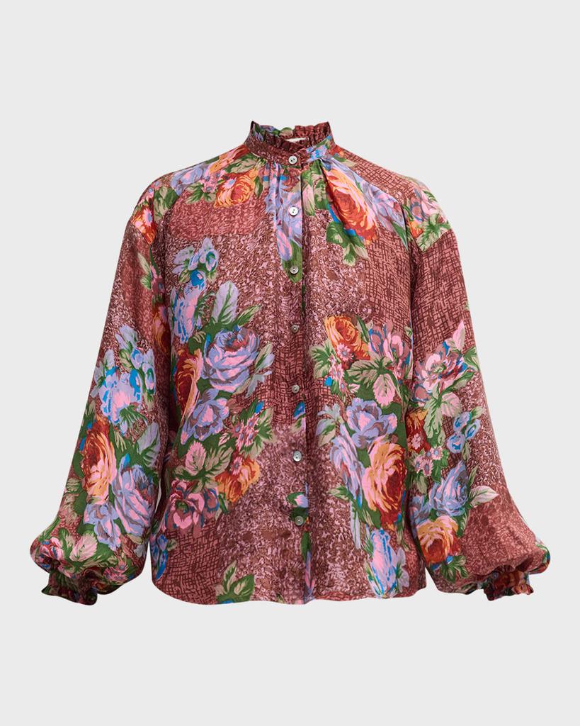 Alix of Bohemia Poet Wine and Rose Silk Blouse