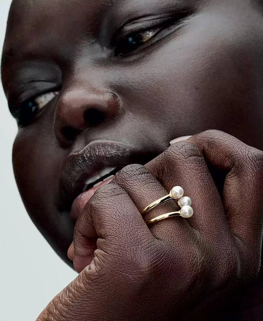 PANDORA Treated Freshwater Cultured   Pearl Open Ring in 14k Gold-plated 3