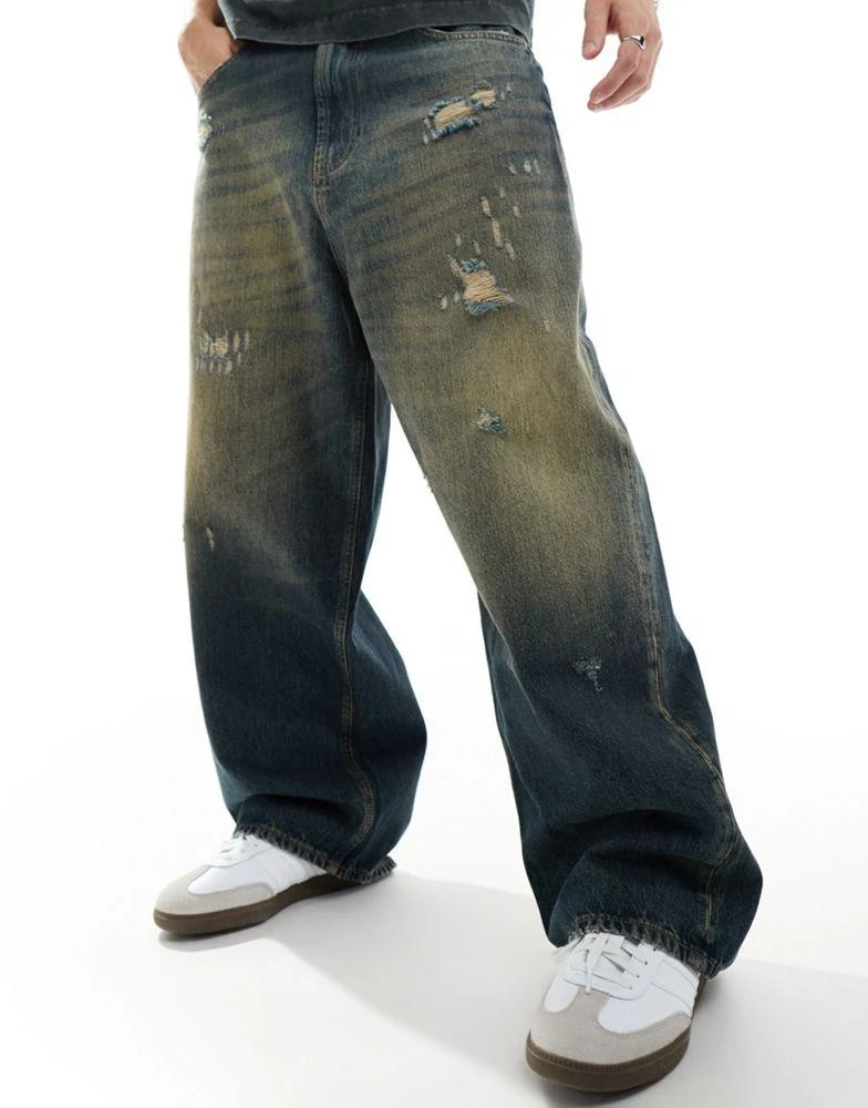 Pull&Bear Pull&bear super baggy jeans in washed blue 5