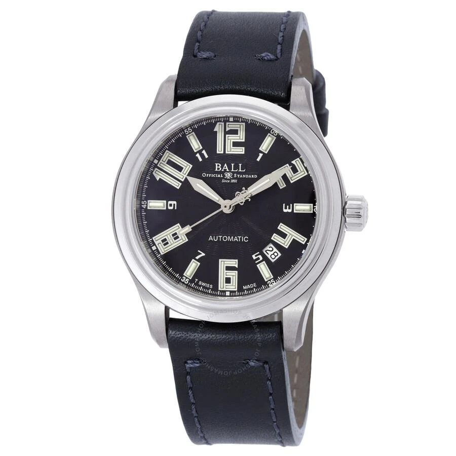 Shop Trainmaster Automatic Black Dial Men's Watch NM1038D-LEA-BK