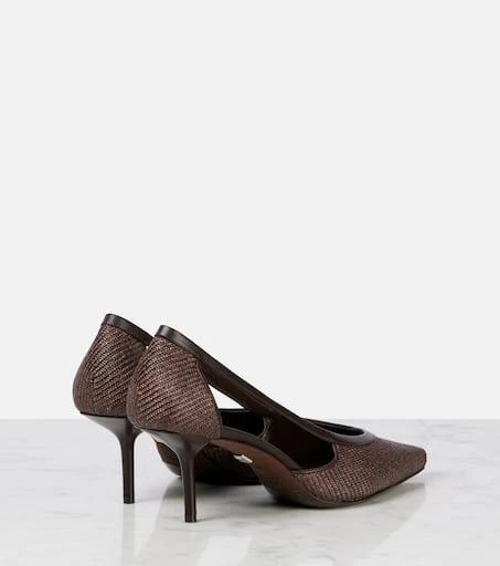 Max Mara Straw leather-trimmed raffia-effect pumps 2