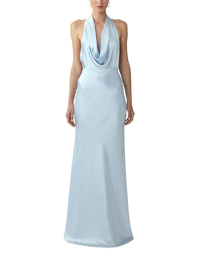 SAU LEE Satin Cowl Neck Gown 1