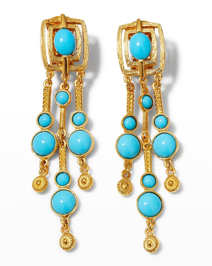 BEN-AMUN Gold and Stone Clip-On Earrings