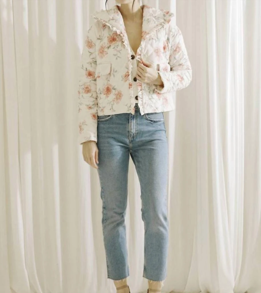 STORIA Storia - Addie Pastel Rose Print Quilted Puffer Jacket 5