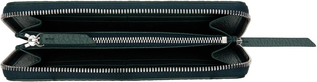MAISON MARGIELA Green Four Stitches Zip-Around Wallet 3