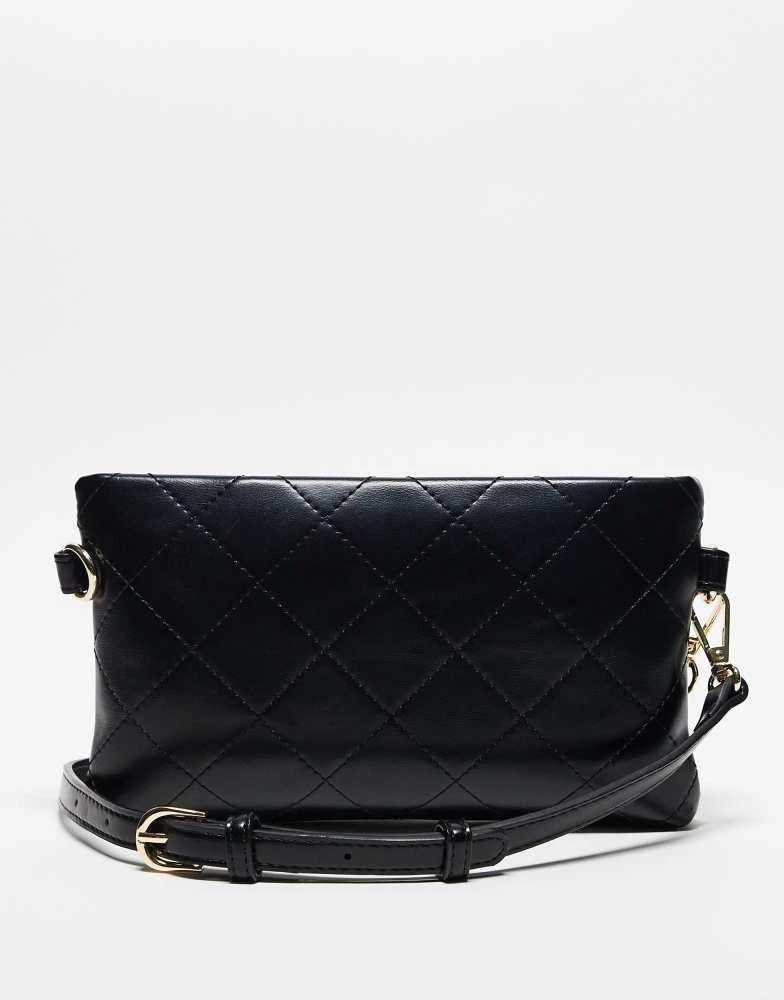 Mario Valentino Valentino nur re small quilted clutch bag with wristlet strap in black 3