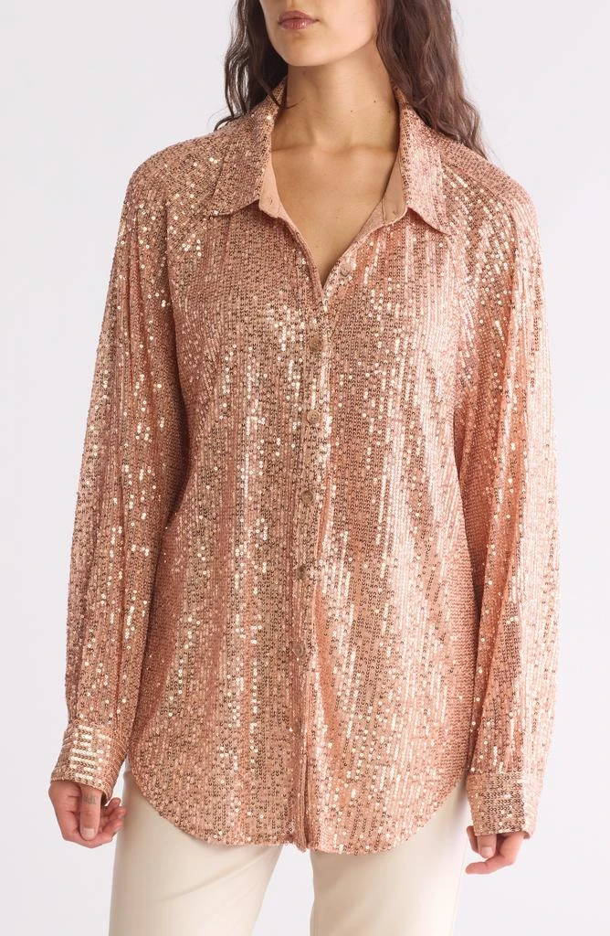 WISHLIST Sequin Button-Up Blouse 1