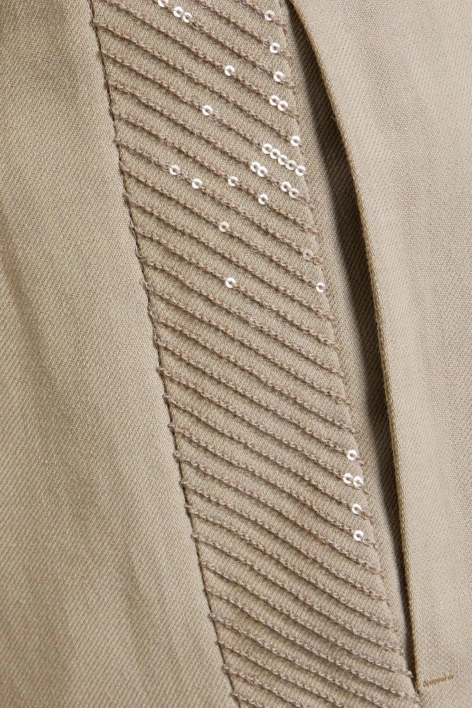 Brunello Cucinelli Sequin-embellished embroidered twill wide-leg pants 4