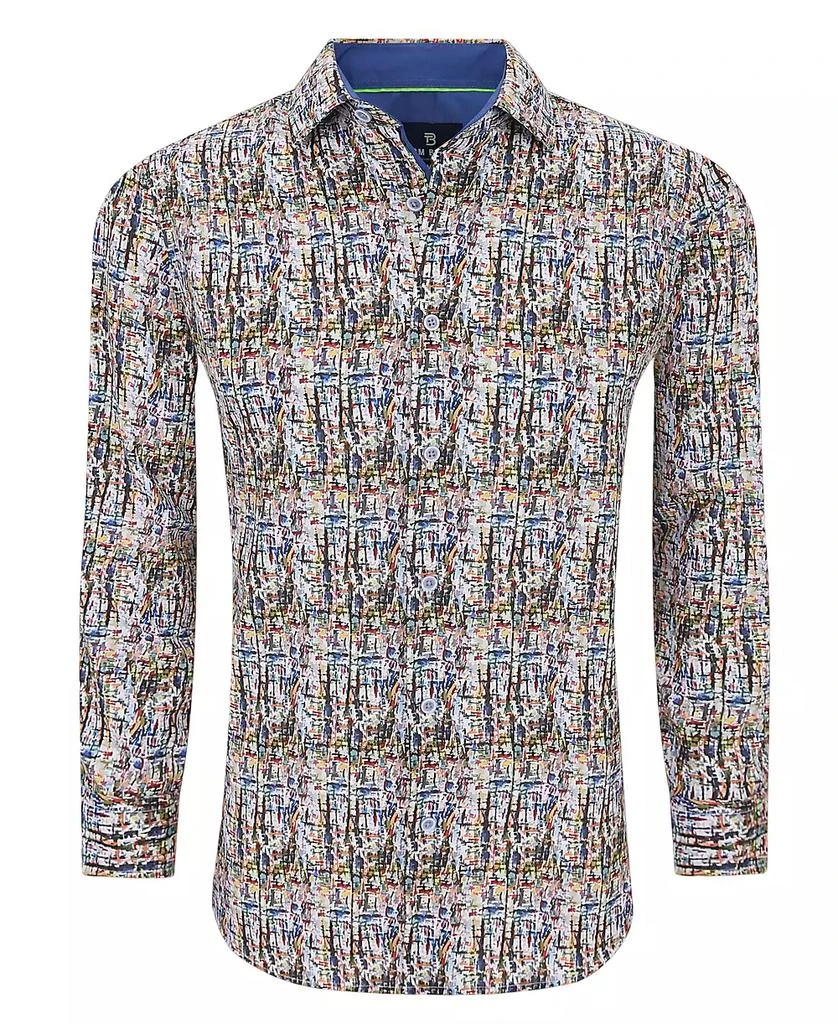 Tom Baine Men's Slim Fit Performance Long Sleeve Printed Dress Shirt 2