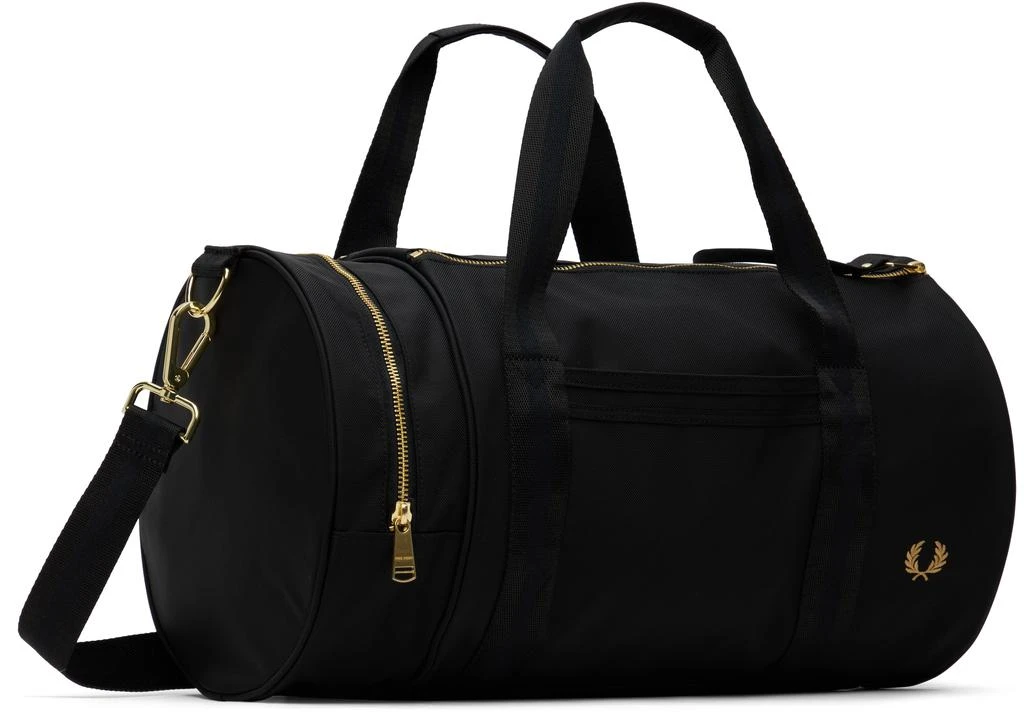 Fred Perry Black Textured Nylon Barrel Duffle Bag 2