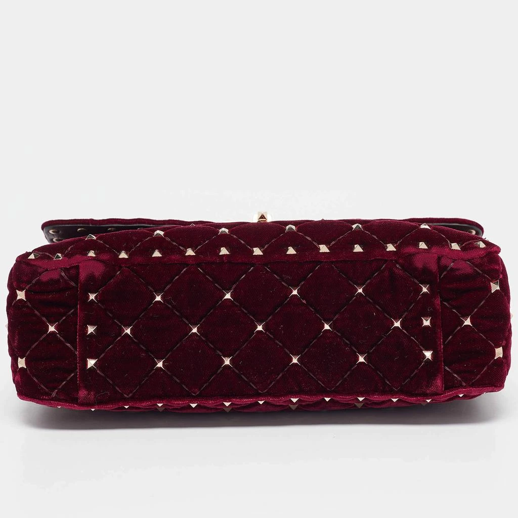 Valentino Valentino Burgundy Velvet Medium Rockstud Spike Top Handle Bag 9