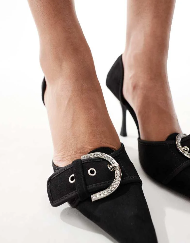 Public Desire Public Desire Elton two part pointed heels with embellsihed buckle detail in black 3