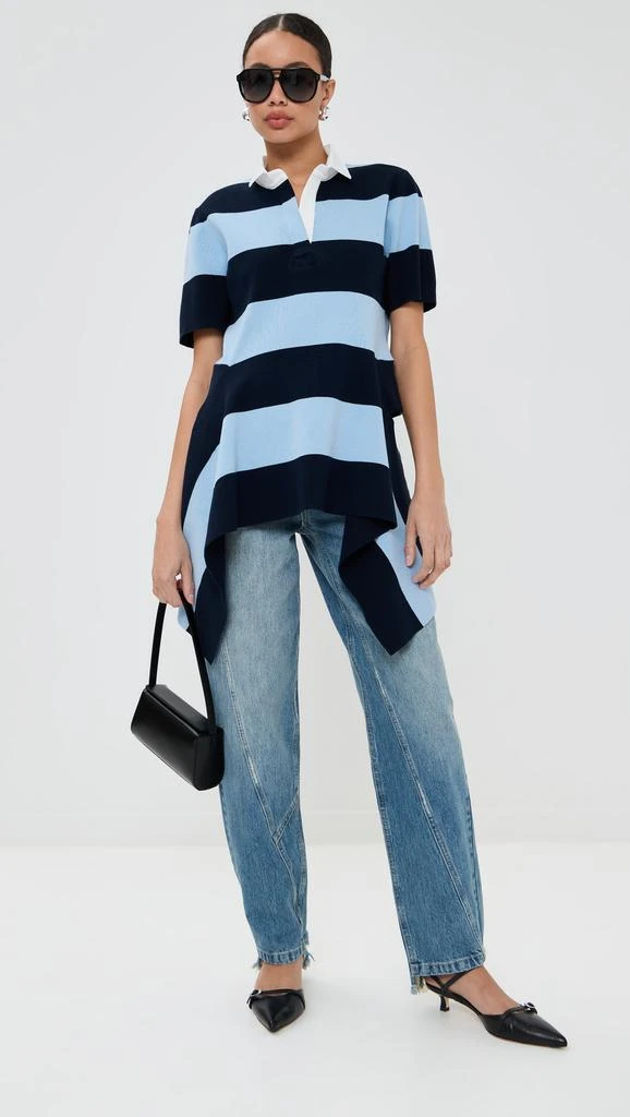 Monse Striped Cascade Half Placket Knitted Top 4
