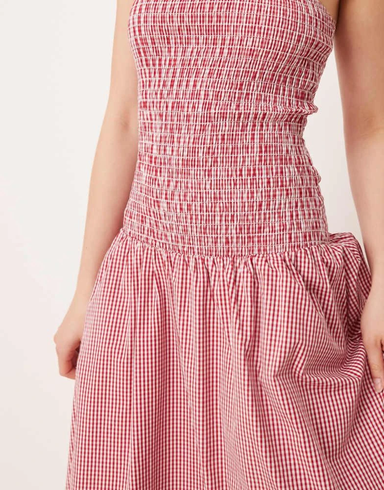Glamorous Glamorous shirred drop waist maxi dress in red gingham 4
