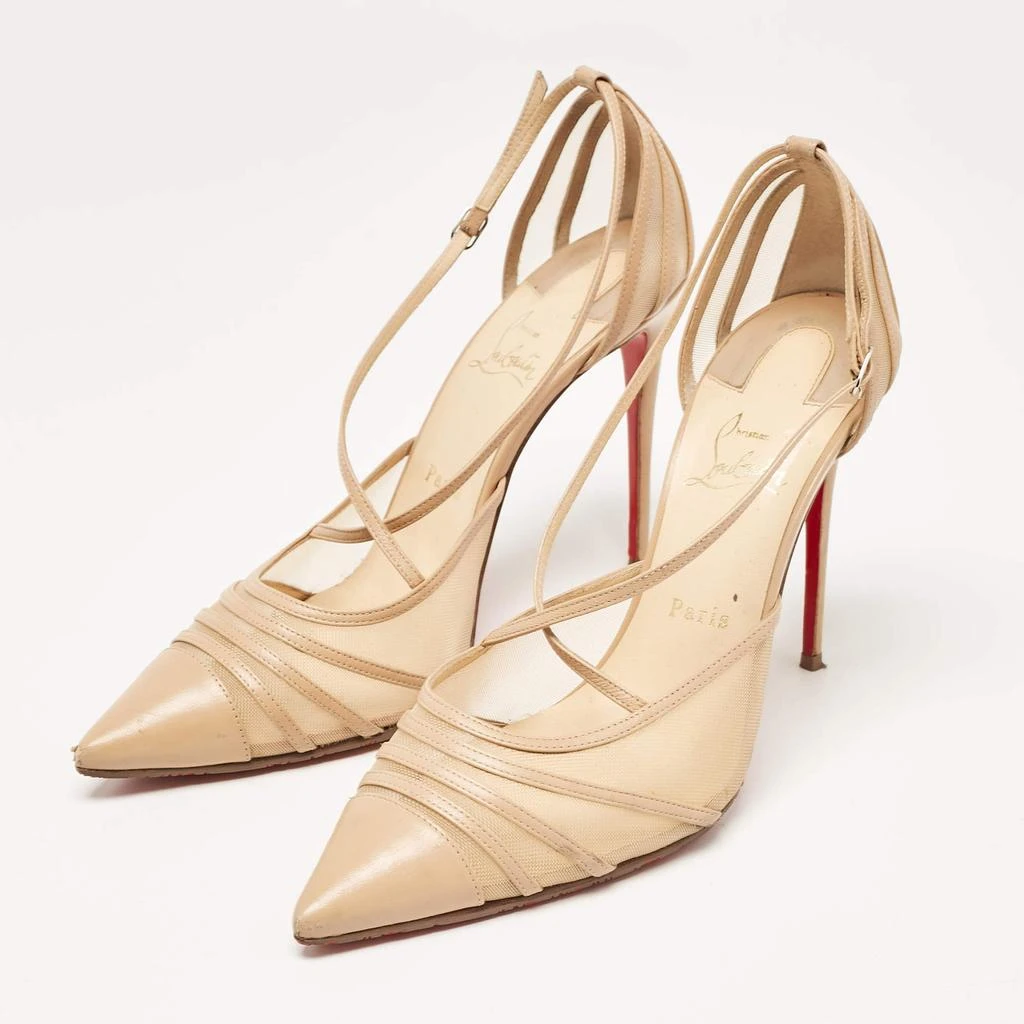 Christian Louboutin Christian Louboutin Beige Leather and Mesh Theodorella Pumps Size 41 2