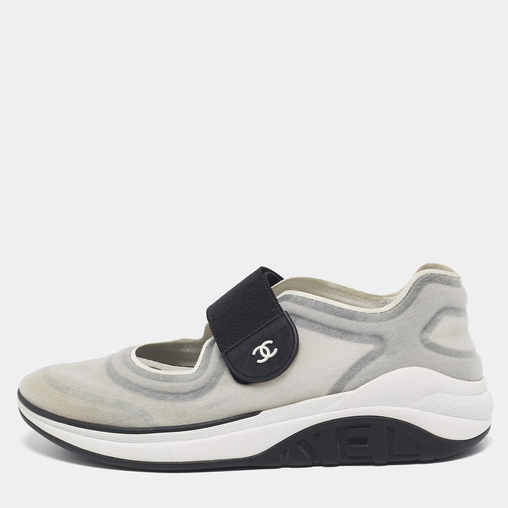 Chanel Chanel Grey/Black Mesh Slip On Sneakers Size 38