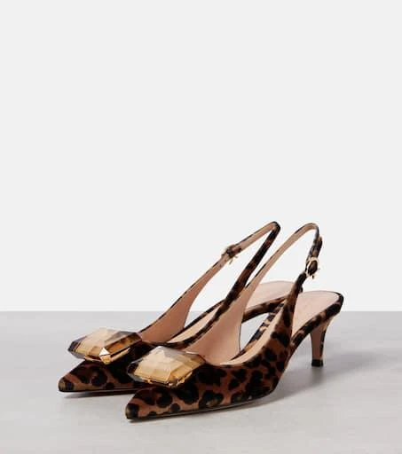 Gianvito Rossi Jaipur 55 leopard-print velvet slingback pumps 4