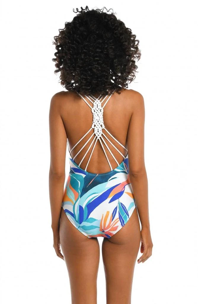 La Blanca Coastal Palm Criss-Cross Back One Piece Swimsuit In Multi 2