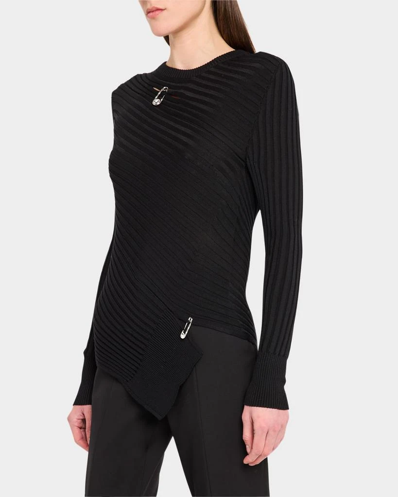 Versace Safety-Pin Cutout Vanise Knit Sweater 4