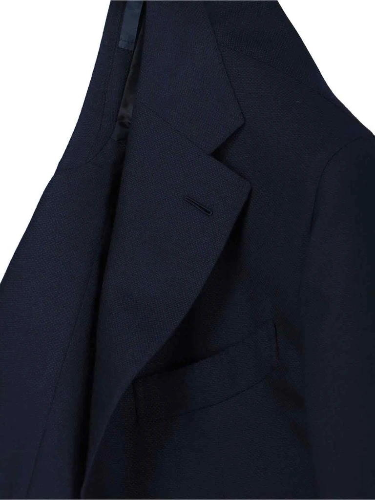 CARUSO Single-Breasted Blazer In Blue Wool, Dark Shade 4