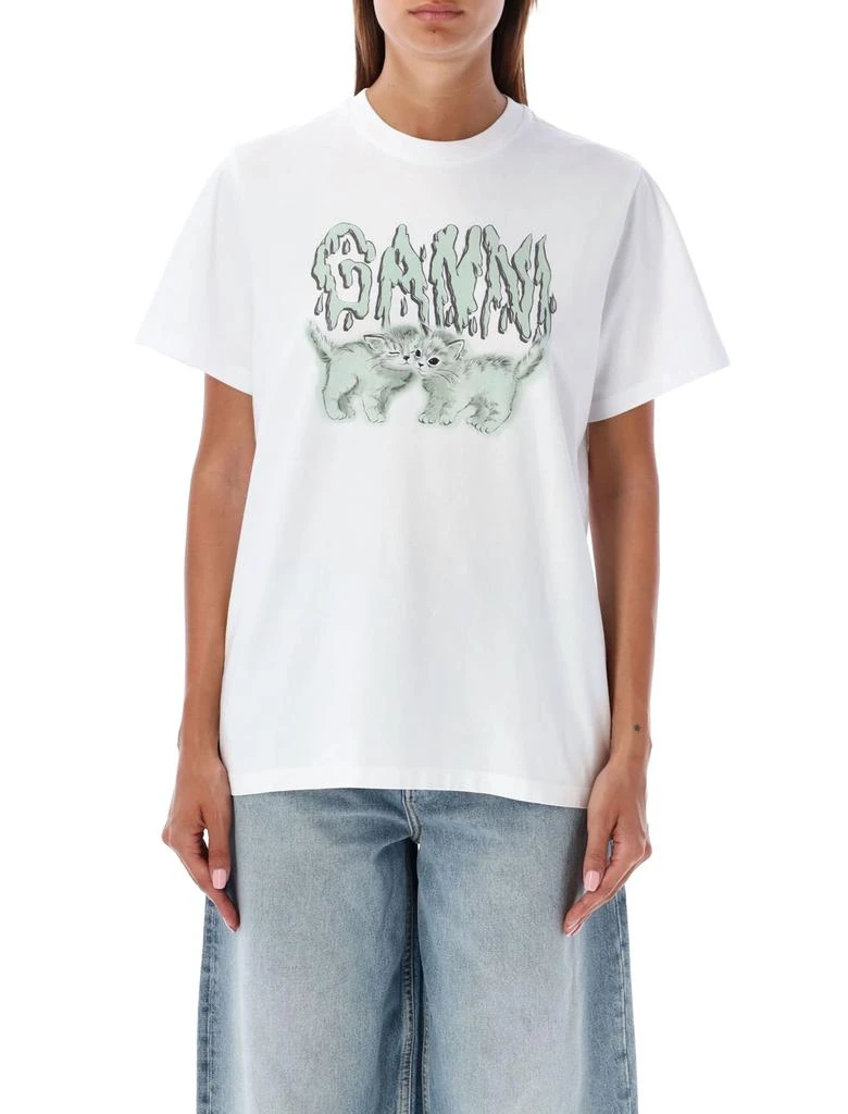 Ganni Basic Jersey Love Cats Relaxed T-shirt 1