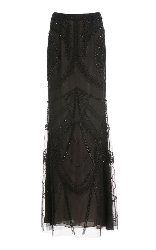 Cucculelli Shaheen Cucculelli Shaheen - Exclusive Dessiner La Dentelle Beaded Tulle Maxi Skirt - Black - US 6 - Moda Operandi