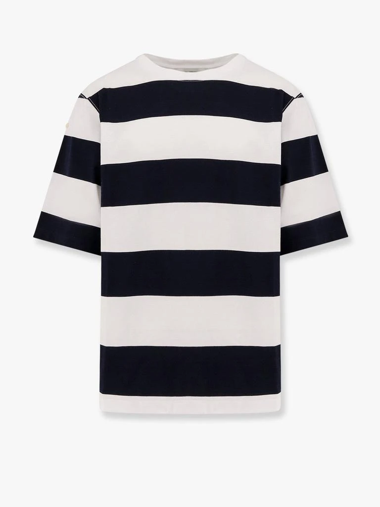 LANEUS Striped cotton t-shirt with logo embroidery on the front 1