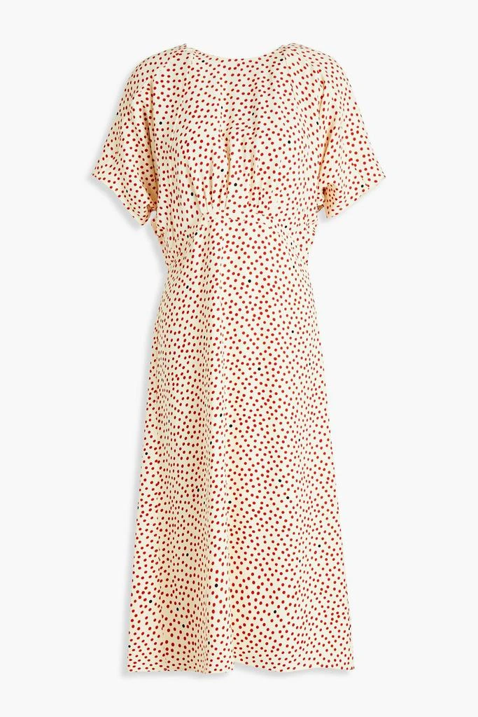 Victoria Beckham Pleated polka-dot stretch-crepe midi dress 1